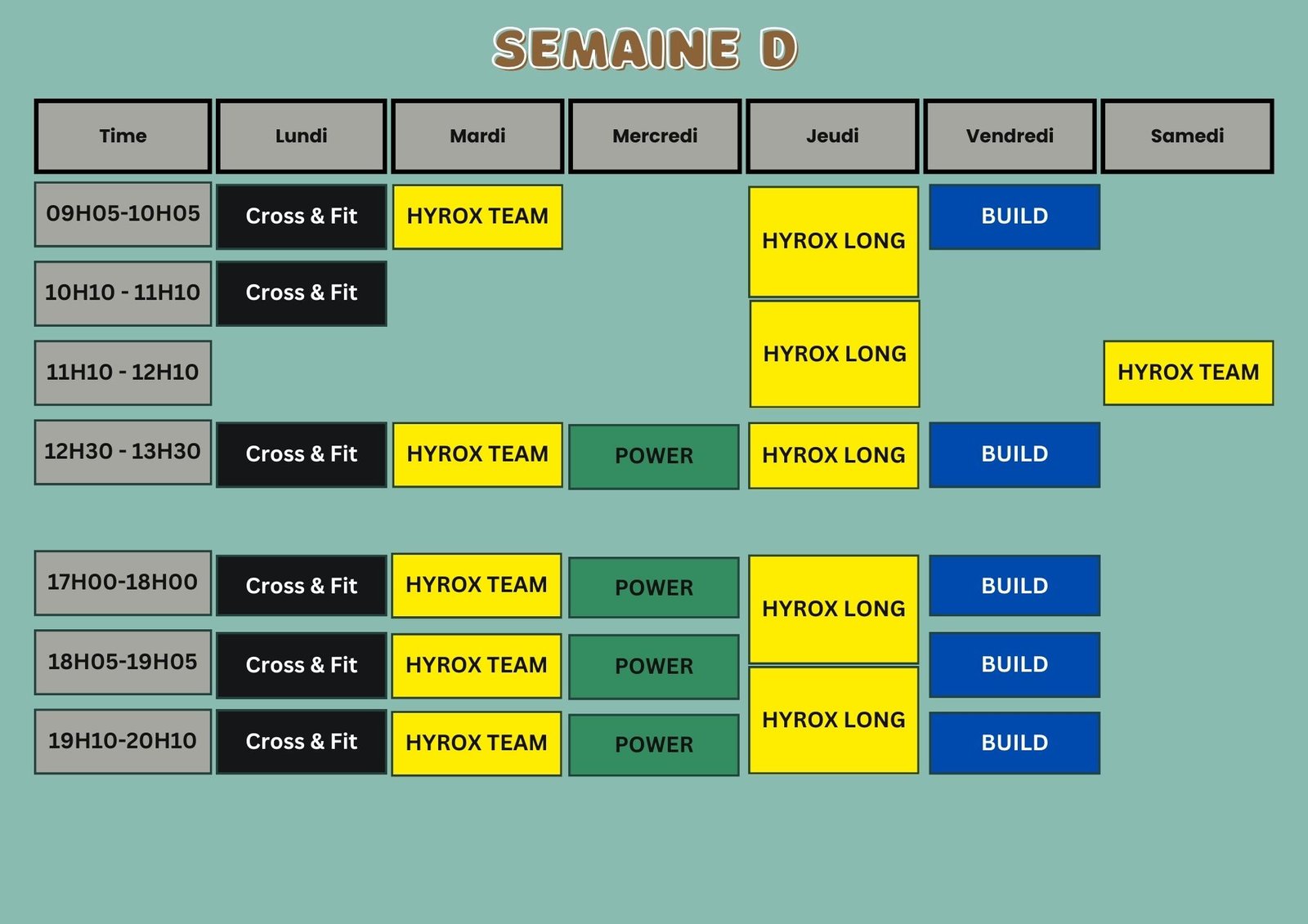 Planning Semaine D
